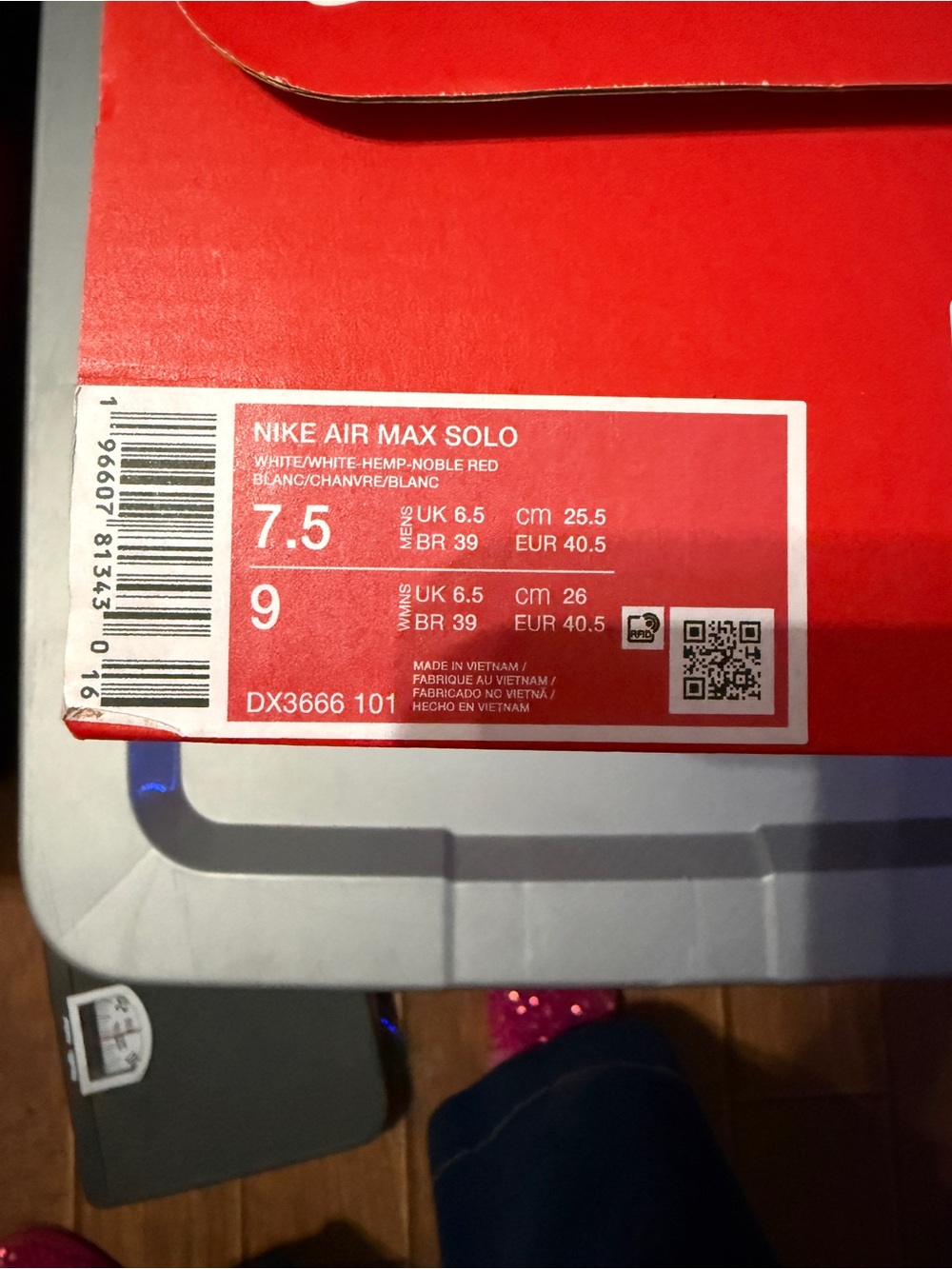 Nike Air Max Solo Shoes in White and Noble Red